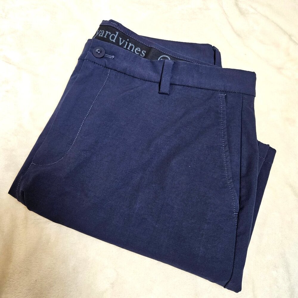 Vineyard Vines On The Go Performance Shorts Mens 34 Navy Blue Stretch Golf